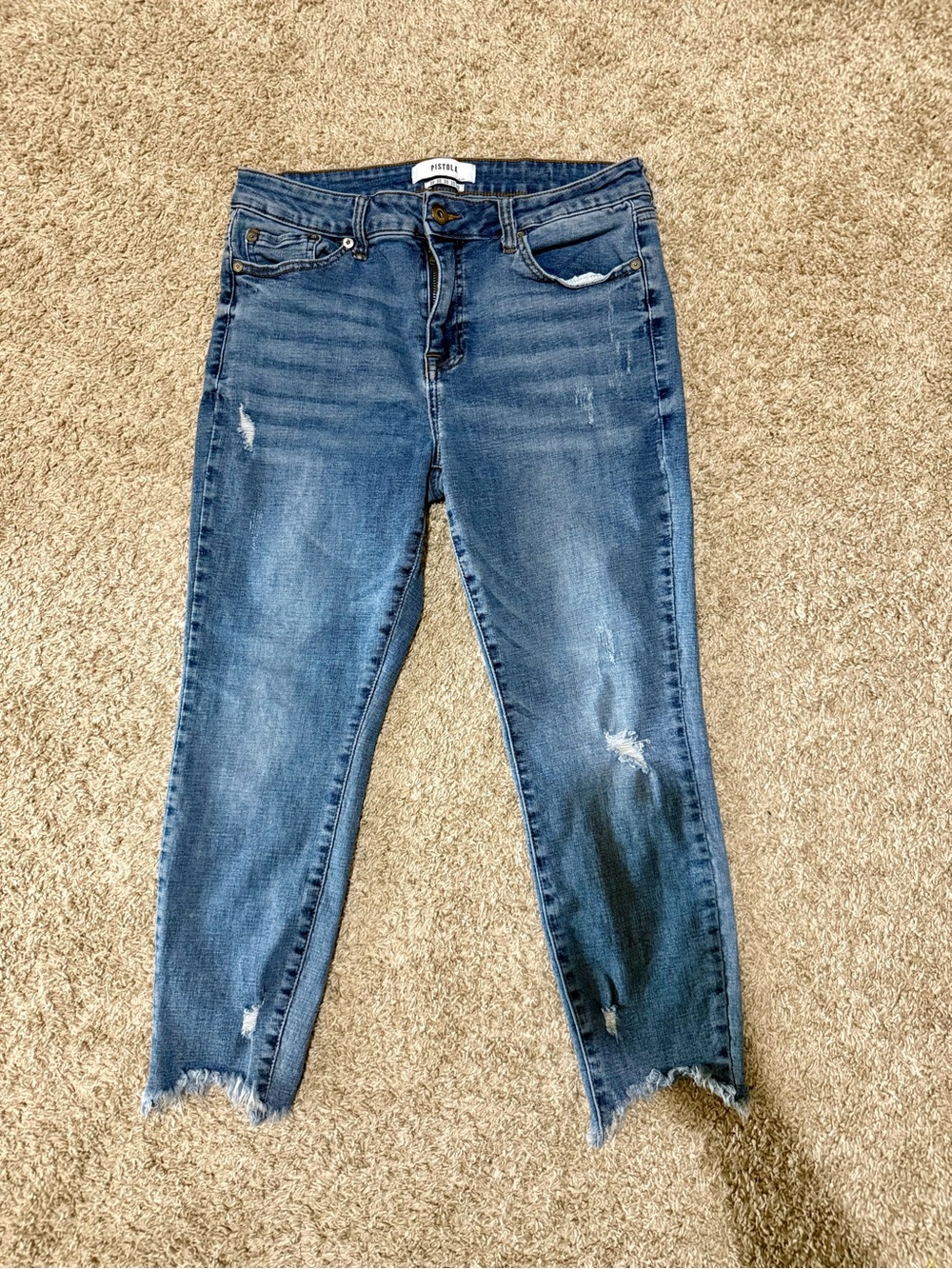 Pistola High-Rise Distressed Skinny Jeans in Medium Blue
